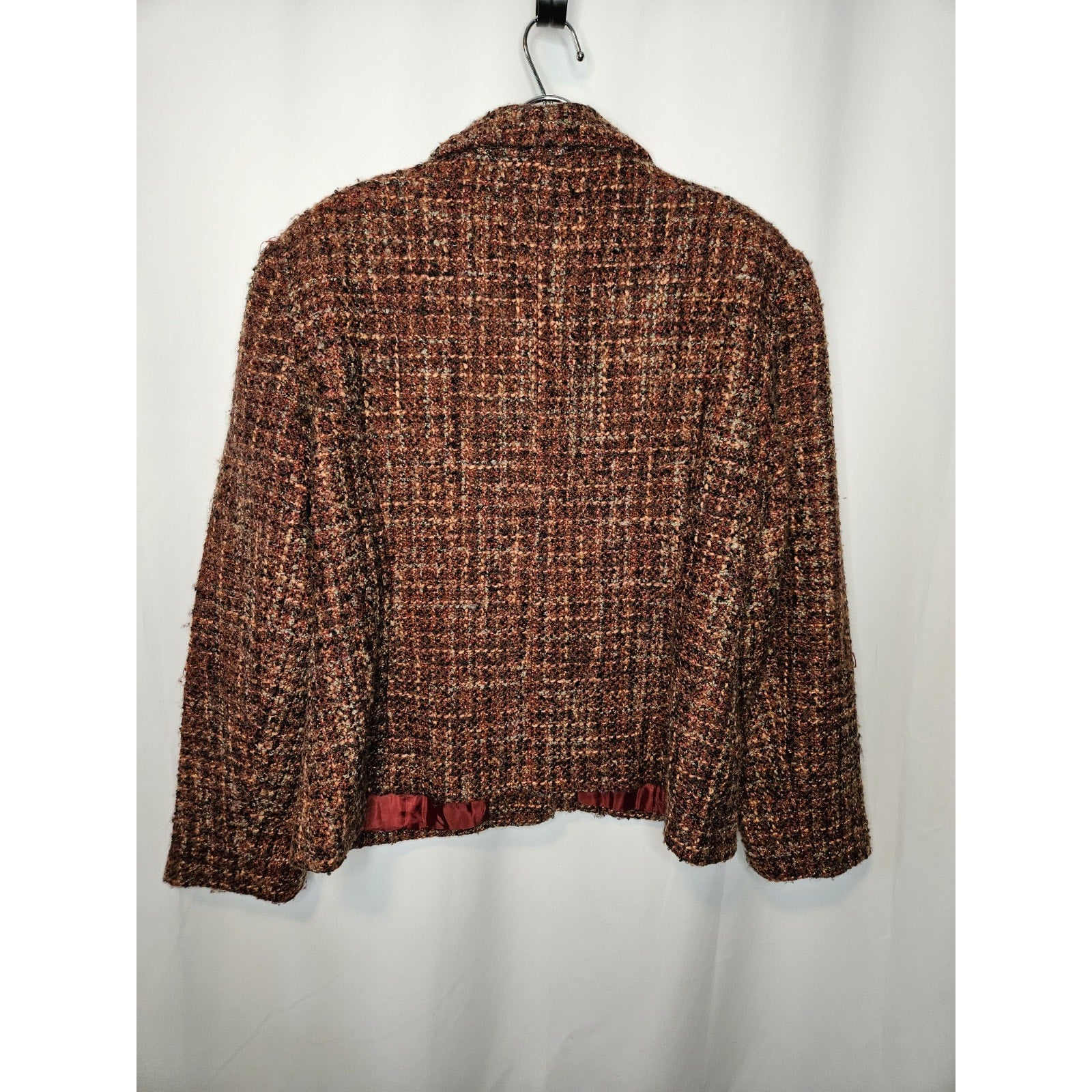 Vintage 80s Requirements Burgundy Tweed Academia Lightweight Blazer Jacket 16