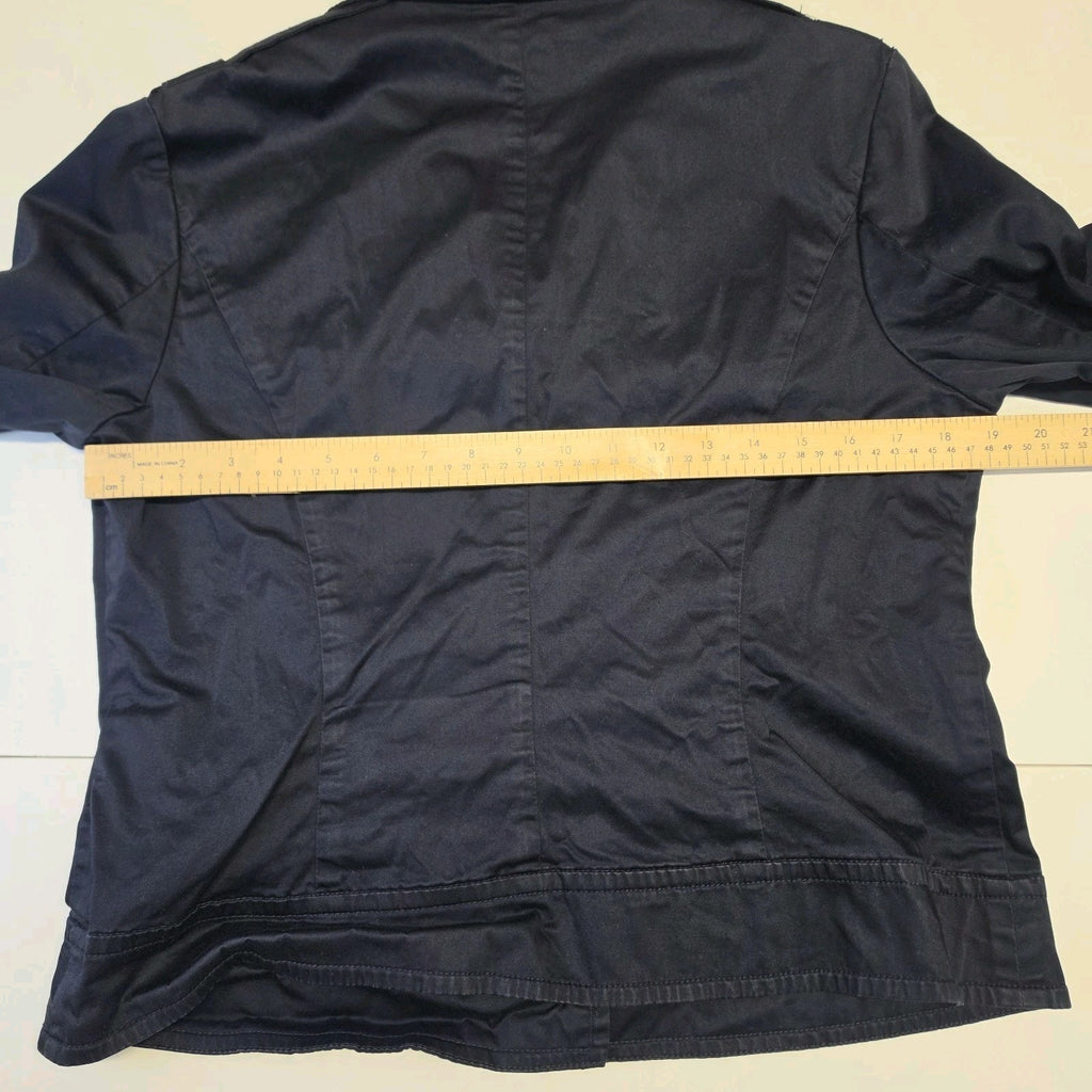 Talbots Cotton Chambray Canvas Blazer Style Jacket Womens 12 Black Overcoat