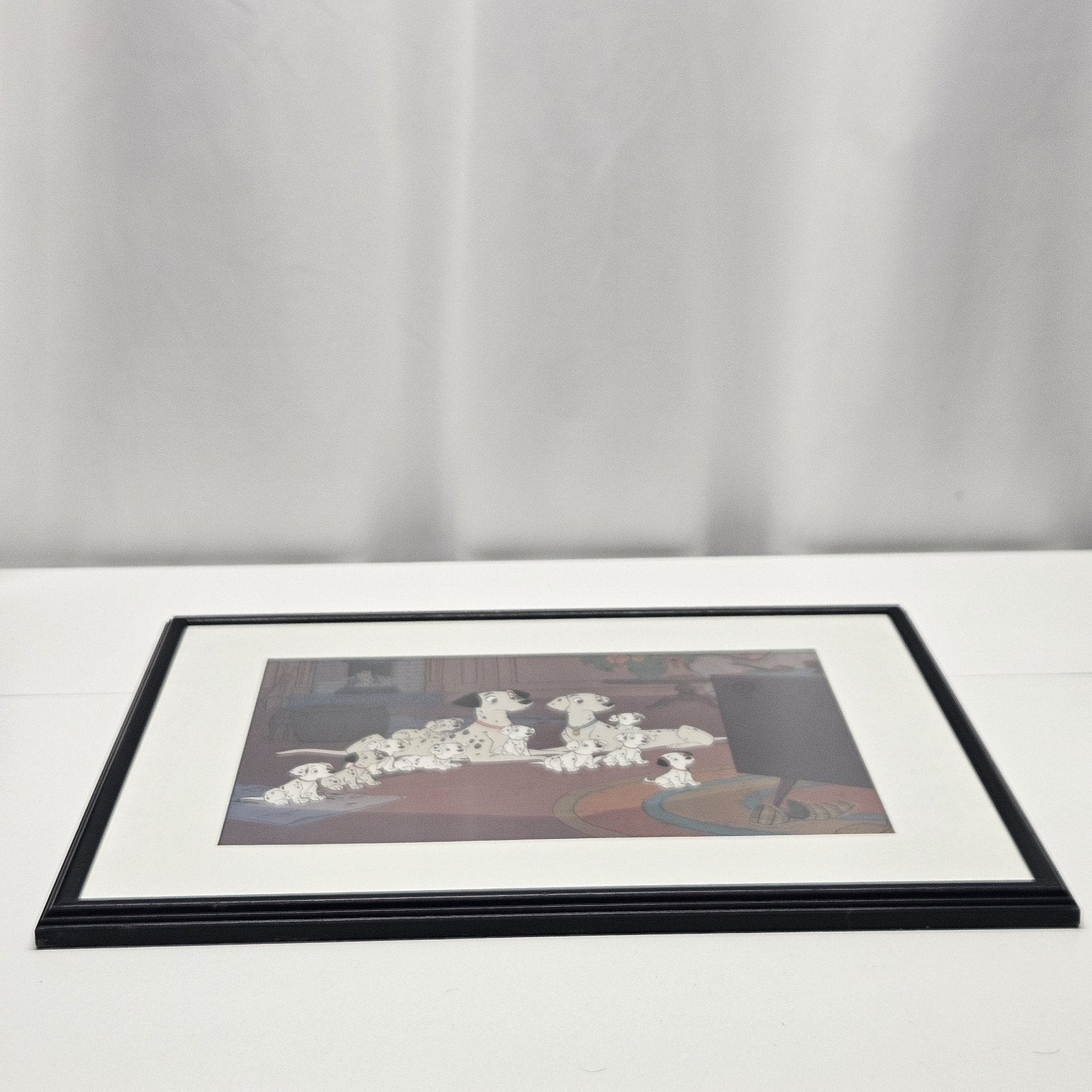 Vintage Disney 101 Dalmatians Watching TV Gather Round Matted Picture 17x21"