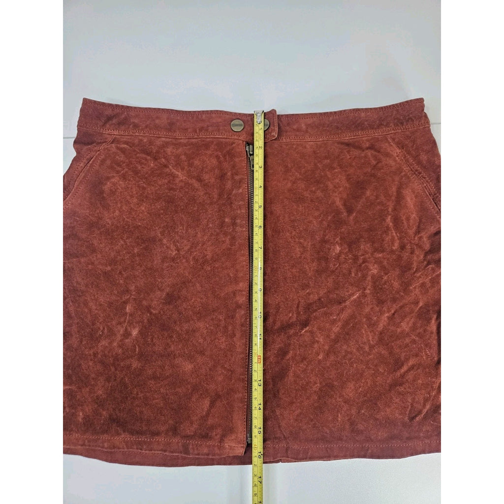 Vintage 90s Sanctuary Suede Mini Zipper Skirt Rust Red Genuine Leather