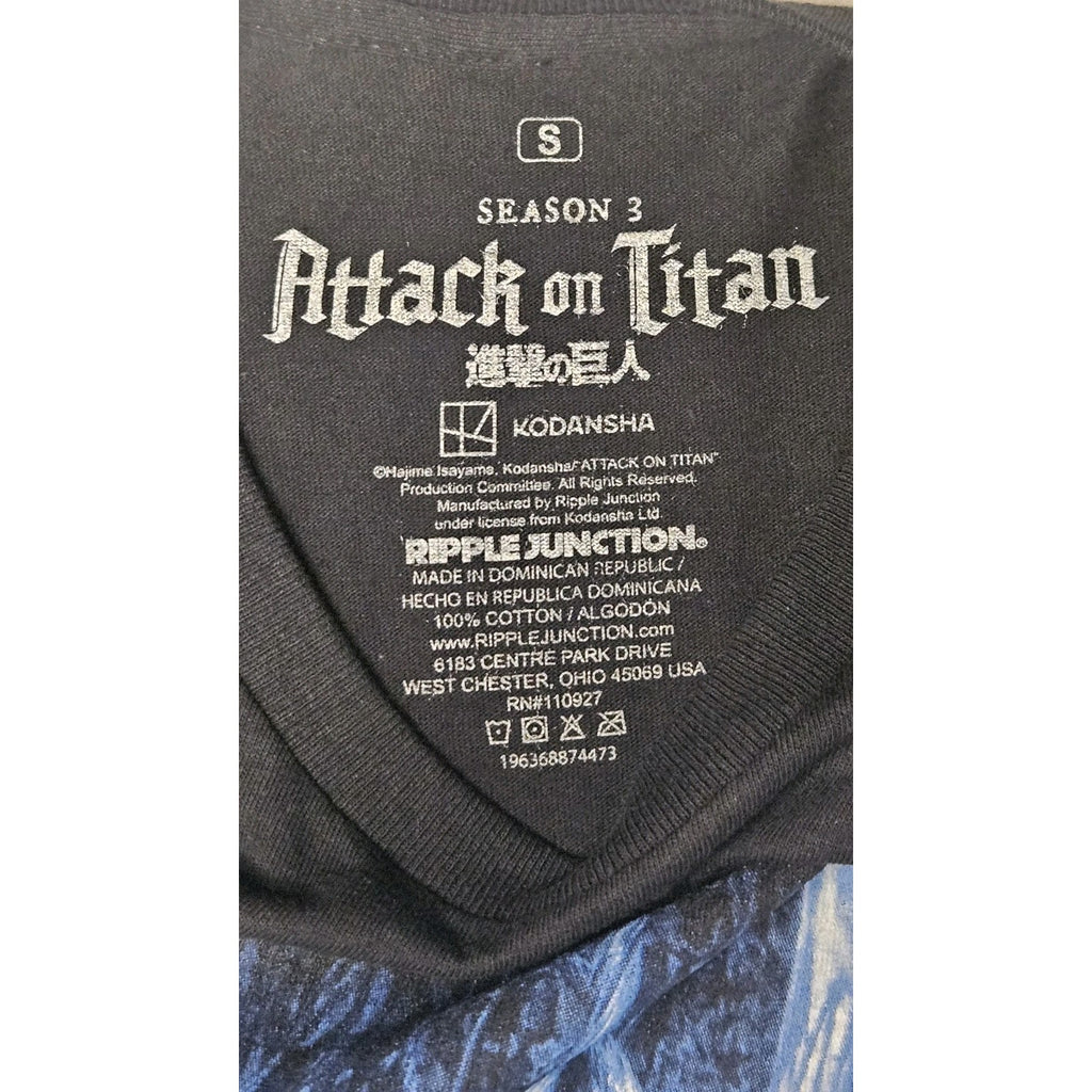 Official Attack On Titan Survey Corp Season 3 Black T-shirt Size Small