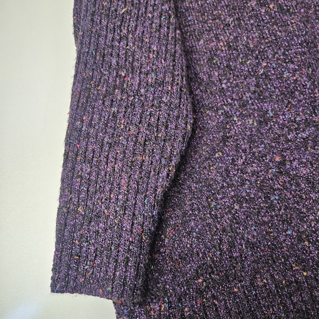 90s Chunky Knit Cardigan Sweater Purple Speckled Plus Size 1X Granny Cottage