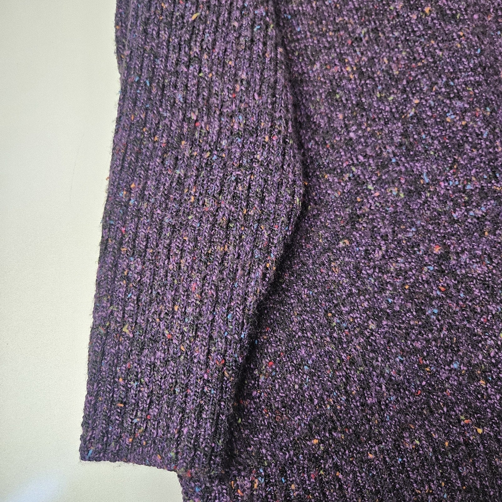 90s Chunky Knit Cardigan Sweater Purple Speckled Plus Size 1X Granny Cottage