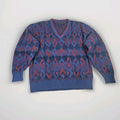Vintage 3D Knit Geometric V Neck Sweater Size Large 90s Boxy Isle Of Cotton USA