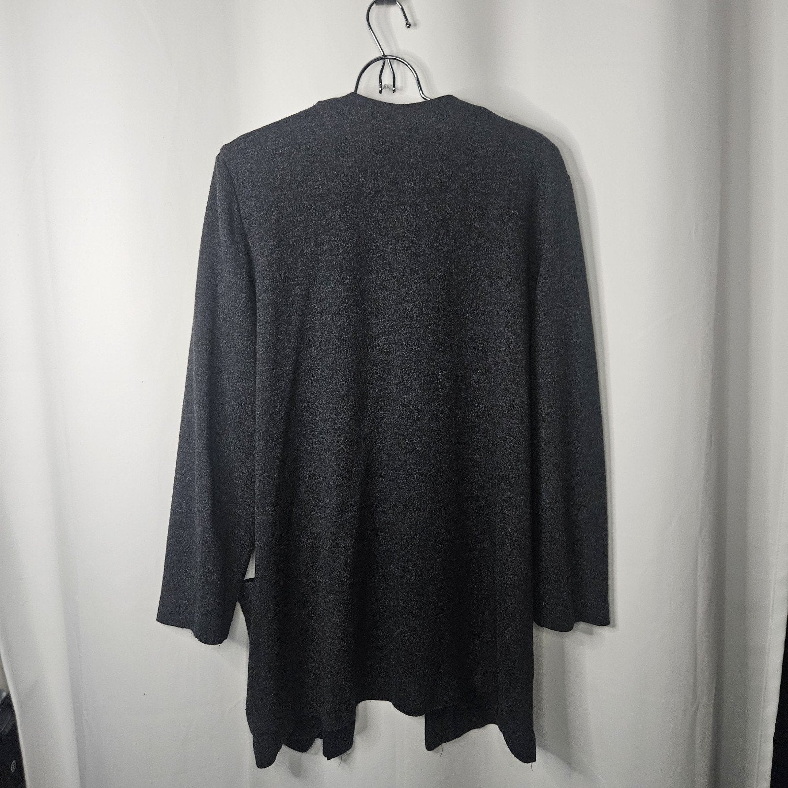 Vtg 80s J.B Wright Womens Open Front Textured Knit Cardigan 12 Lg Charcoal Gray