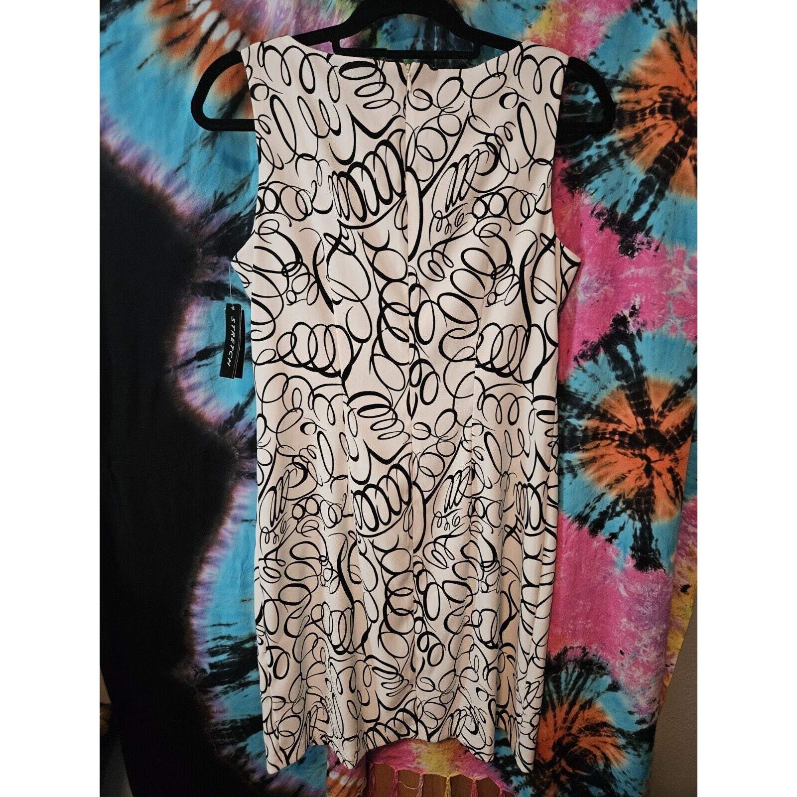 NWT AB Studio Womens White with Black Swirl Sleeveless Sheath Dress Size 10
