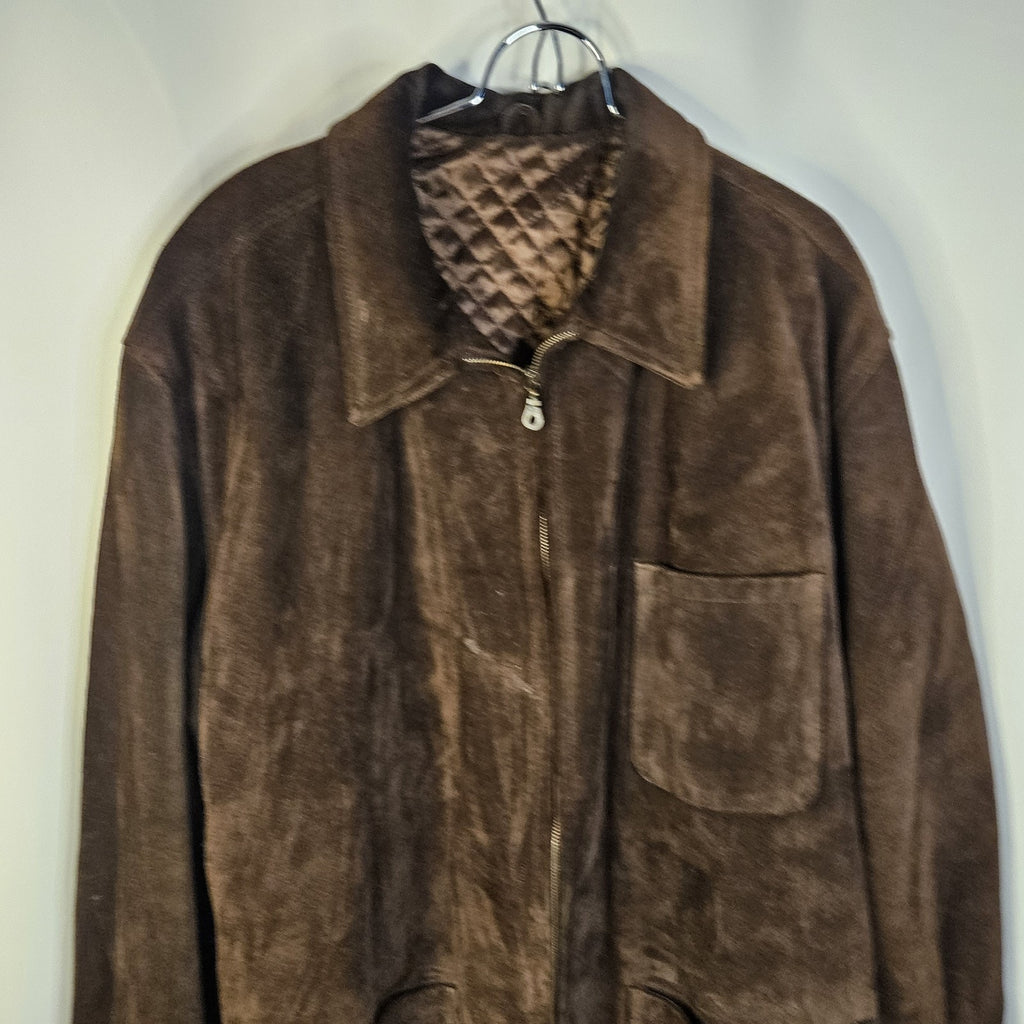 VTG Mens Metropolitan View Heavyweight Suede Jacket Car Coat 54 2XL Italy Made