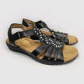 Natural Soul Barroll Black Leather Ankle Strap Sandals US 7.5 M Boho Comfort