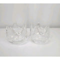 Iridescent Glass Tulip Votives Gorgeous White Vintage Candle Holders Pair 2"x2"