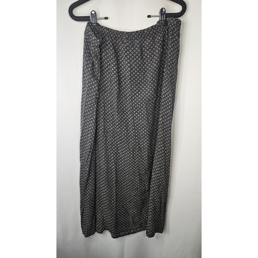 Vintage Studio Black Polyester Elastic Waist Printed Skirt Size 1X Boho Cottage
