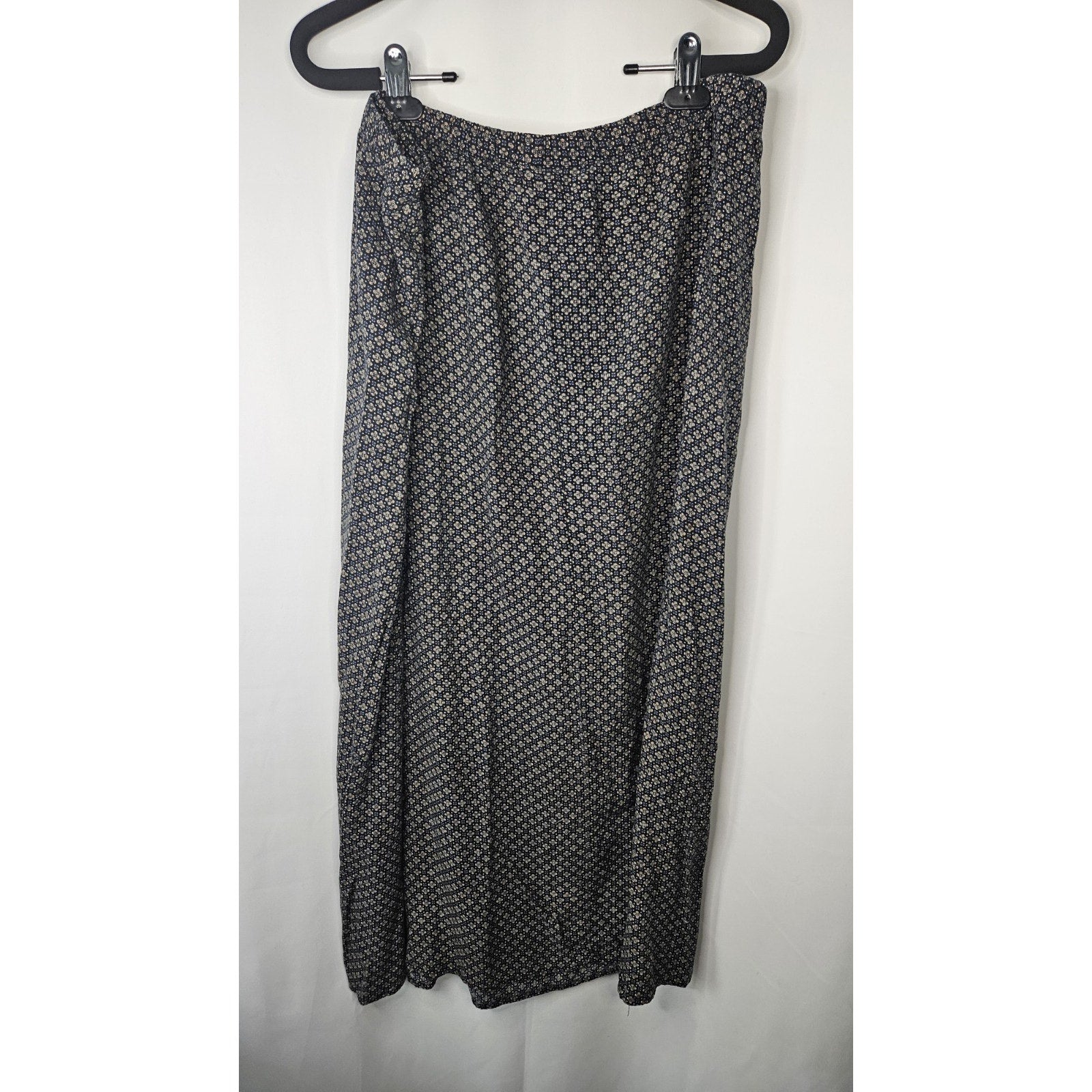 Vintage Studio Black Polyester Elastic Waist Printed Skirt Size 1X Boho Cottage