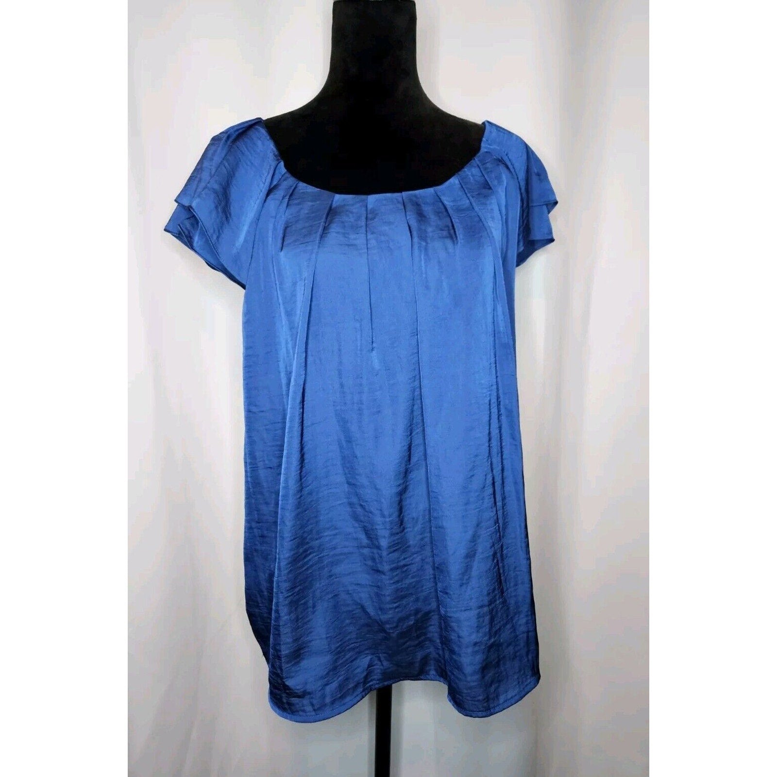 Zac & Rachel Royal Blue 2X Short Sleeve Shirt Flowy Blouse