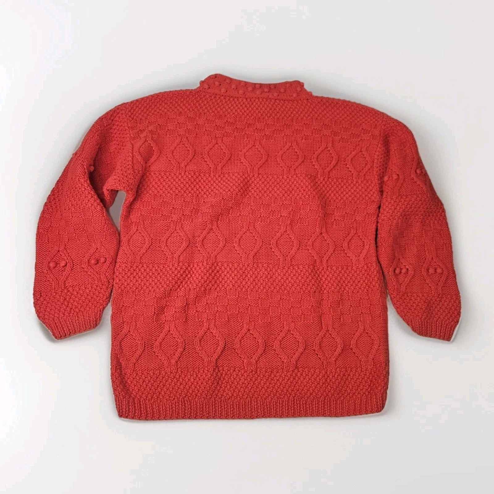 Vtg 80s Chunky Knit Grandma Sweater Medium Boho Cottagecore Pullover Oversized