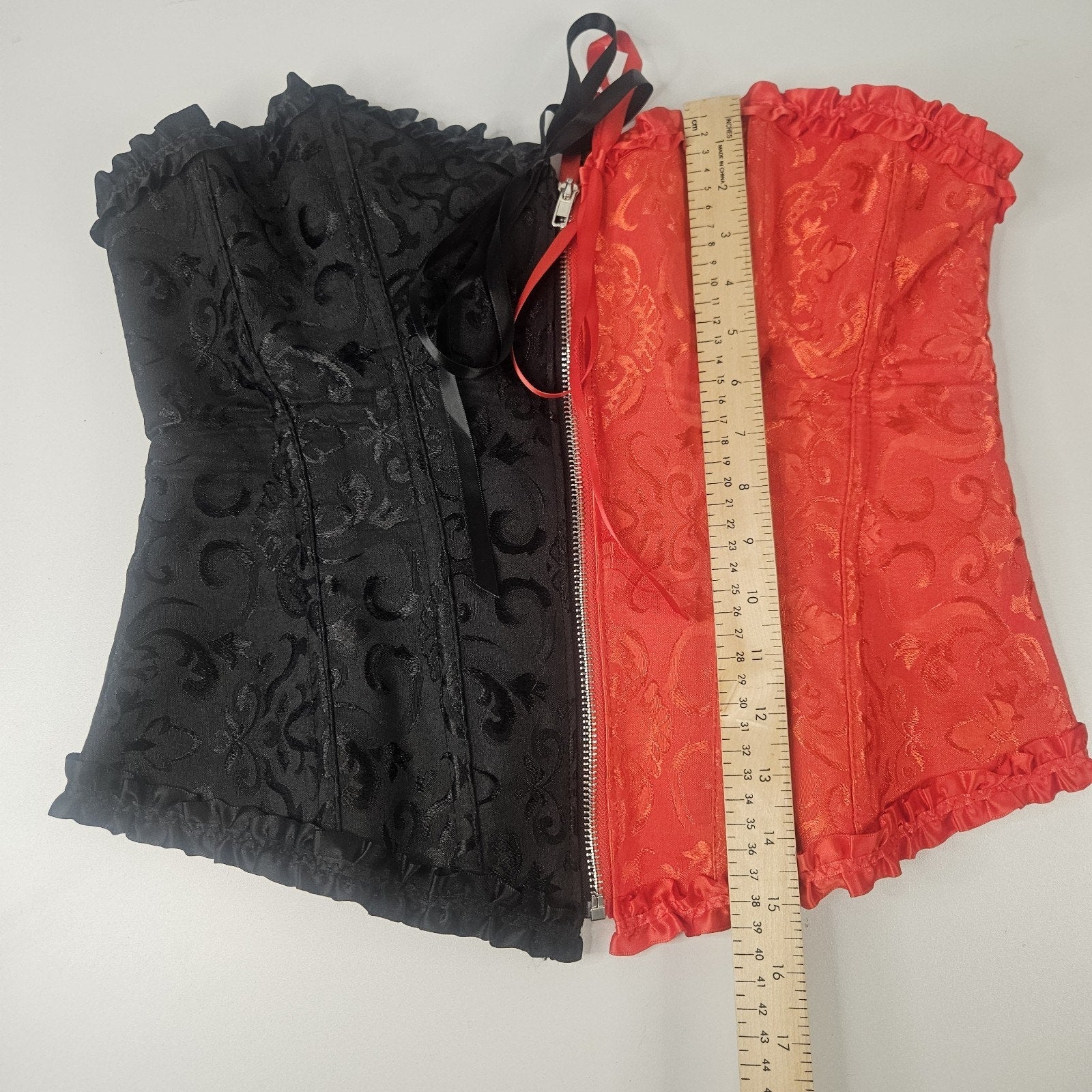 Floral Corset Lingerie Bustier Top XL Fairy Black Red Goth Whimsygoth Lace Up