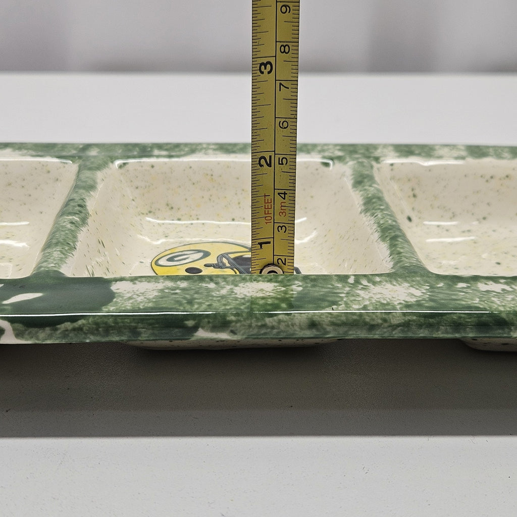 Handmade Pottery Gameday Relish Tray Green Bay Packers Serving Platter