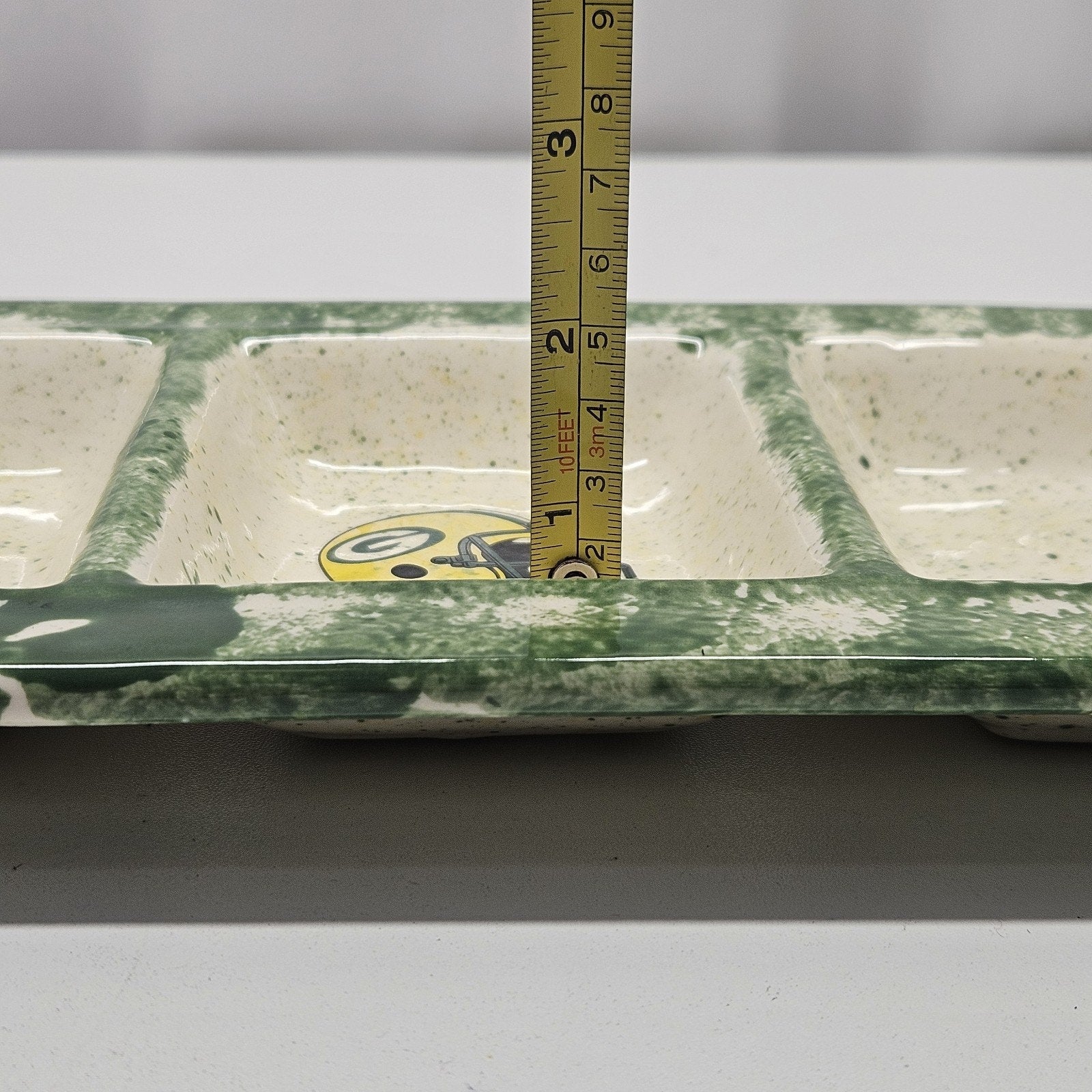 Handmade Pottery Gameday Relish Tray Green Bay Packers Serving Platter