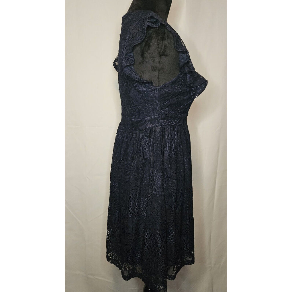Altar'd State Lace Mini Dress Midnight Blue Flutter Sleeve Tank Dress Size XL
