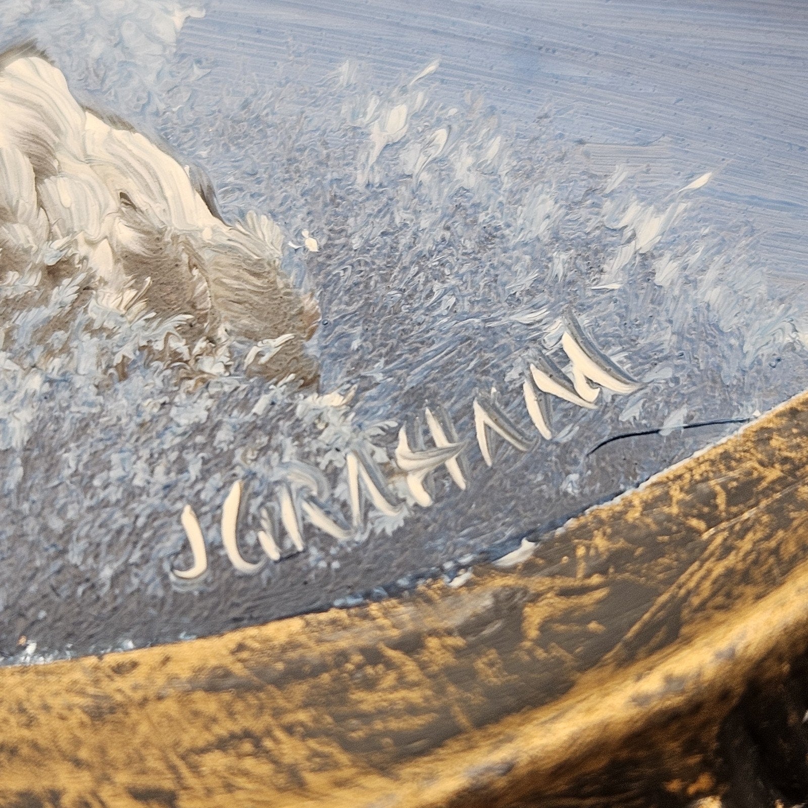 Vintage Hand Painted Mirror Mountain Cabin Creek Scene Signed J Graham