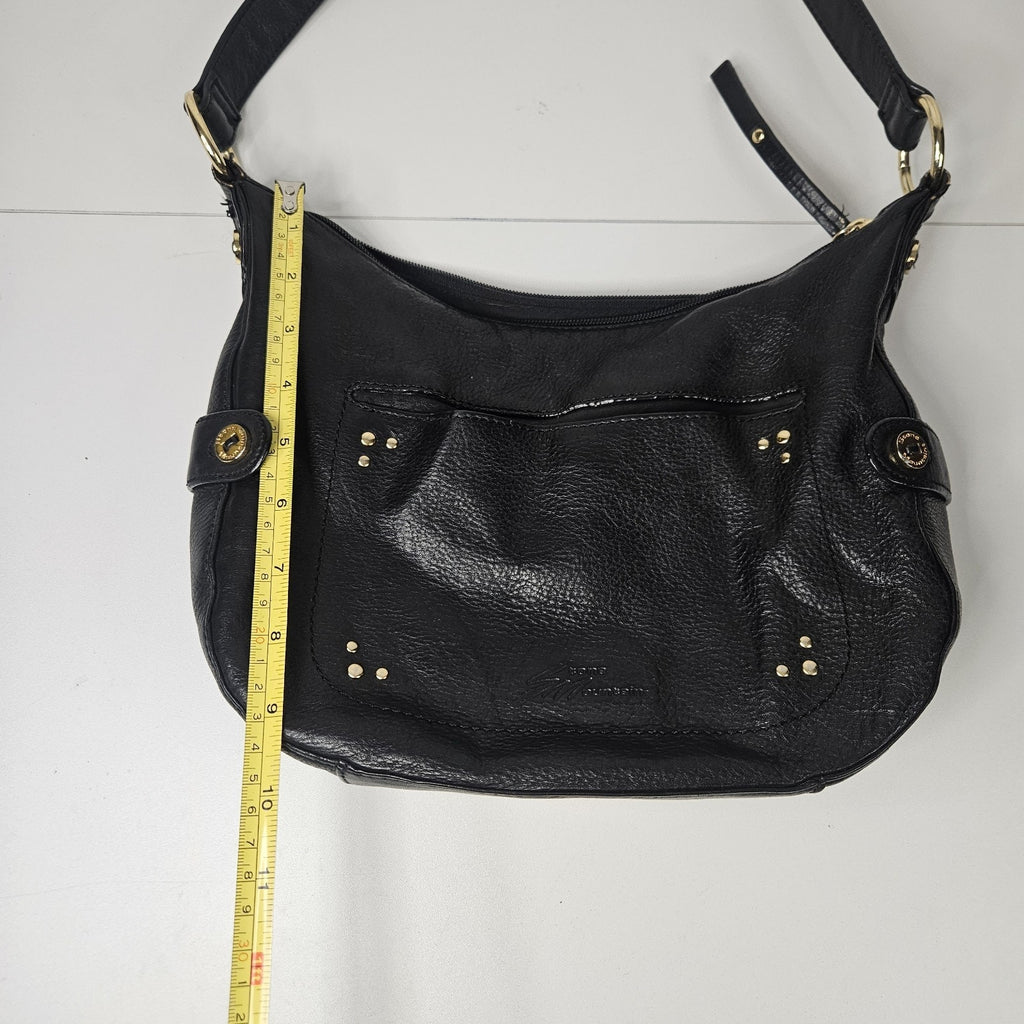 Stone Mountain Claudette Satchel Black Leather Shoulder Bag Purse Hobo Bag