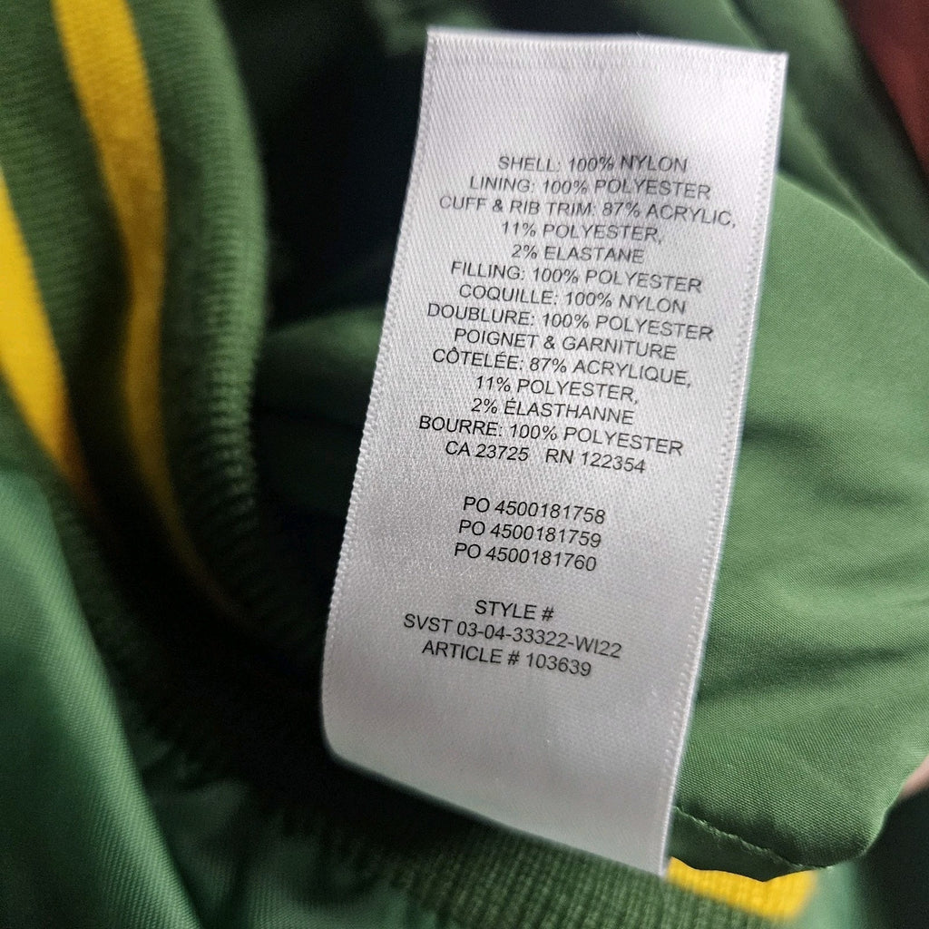 Aritzia TNA Jacket Men Large Green Stadium Yellow Varsity Bomber Coat Letterman