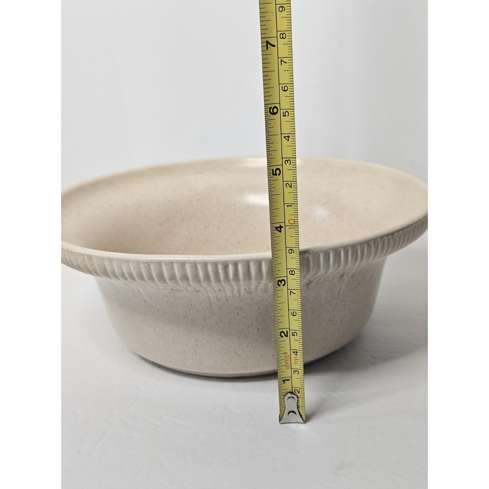 Vintage McCoy Pottery Tan Speckled Serving Bowl #593 Made in USA Cali Original