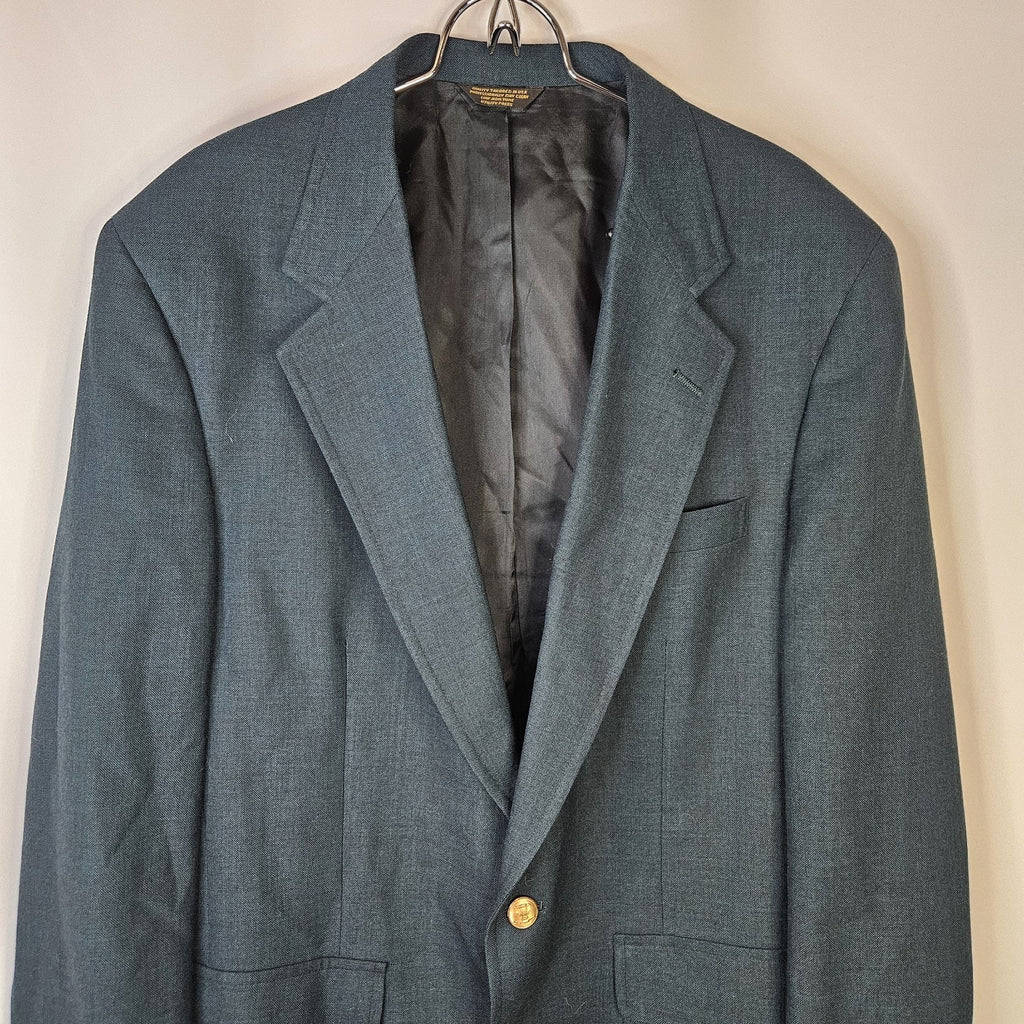 Vintage 70s Union Made Palm Beach Green Men's Blazer Sport Coat Gold Buttons