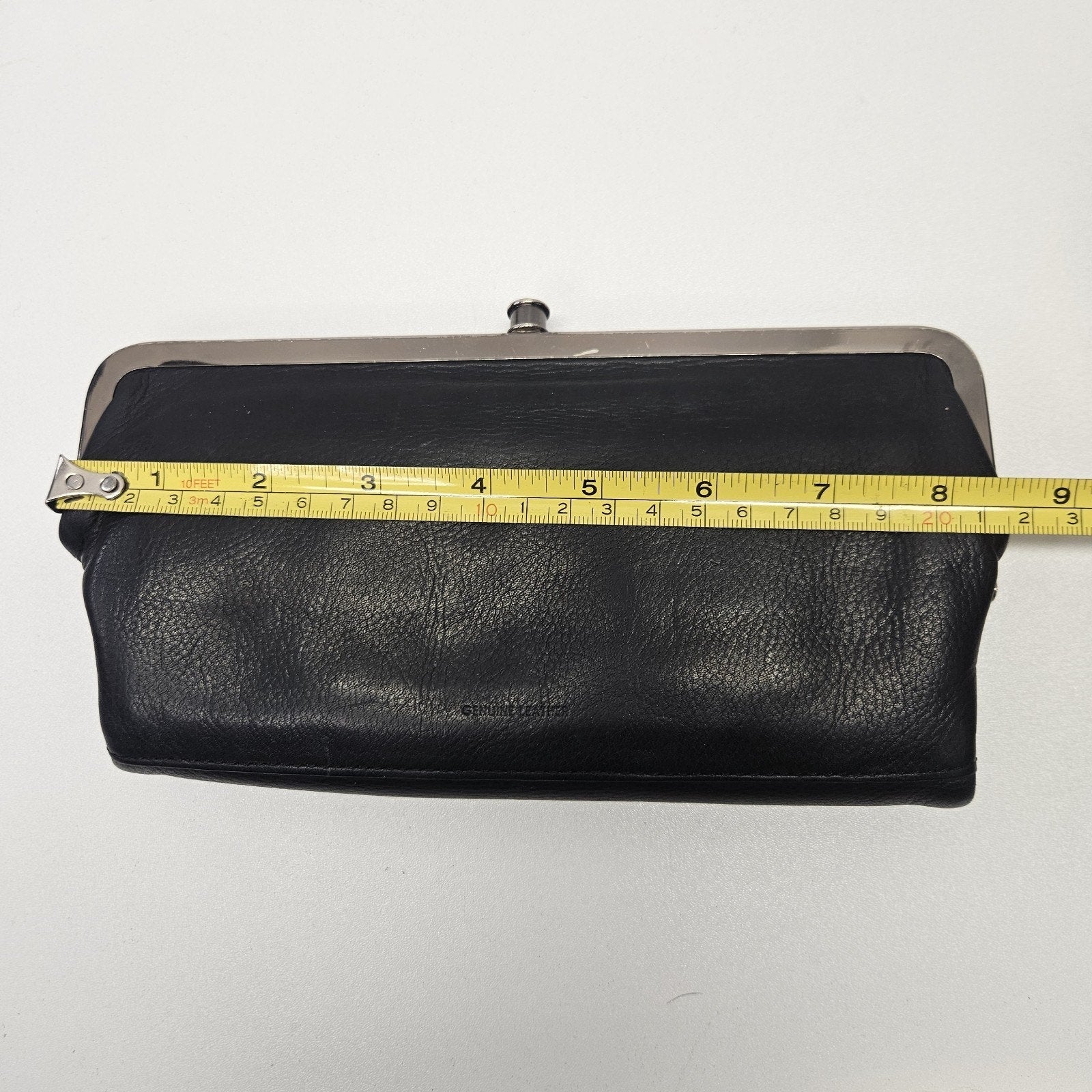 Kenneth Cole New York Wallet Clutch Black Buttery Leather Double Kiss Lock Close