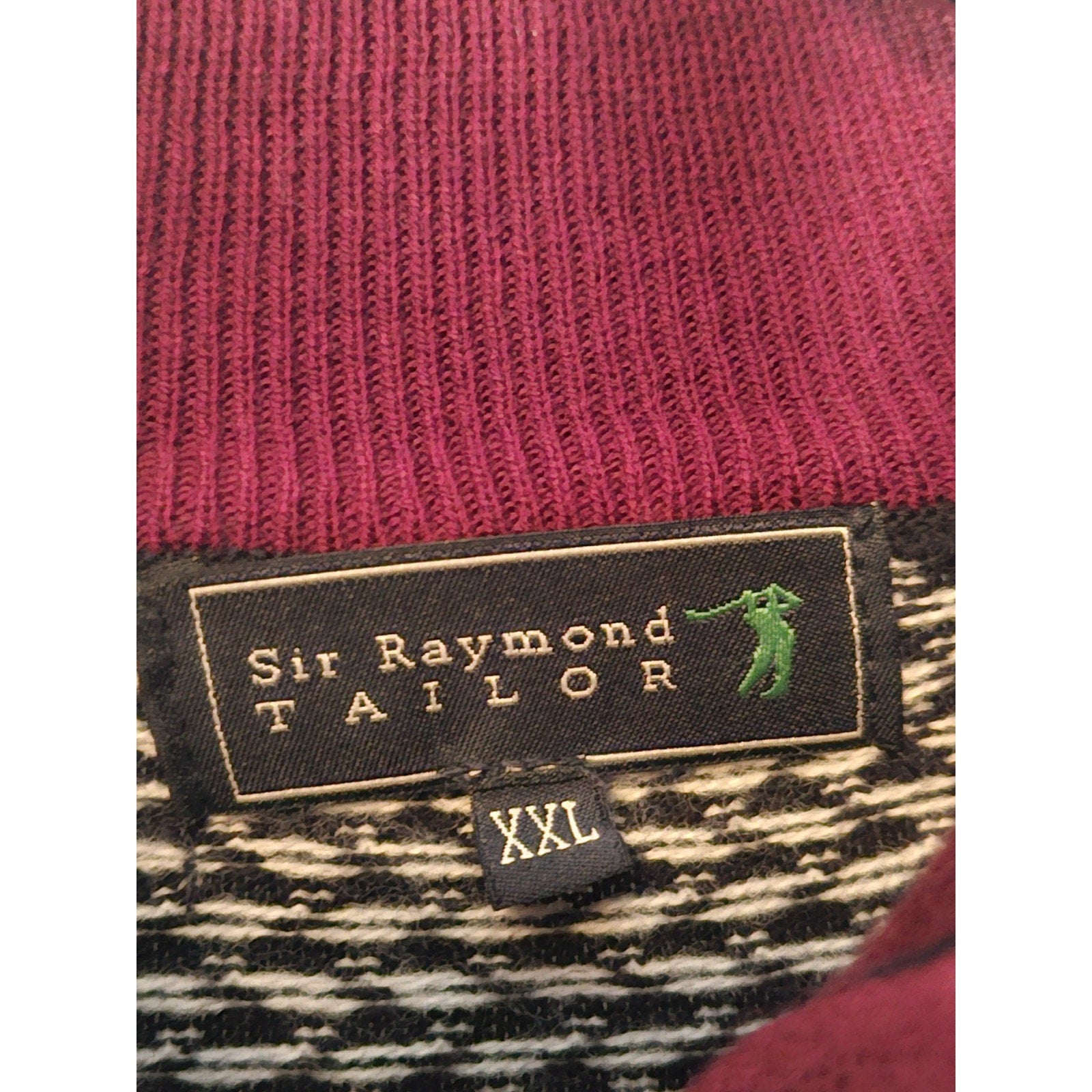 Sir Raymond Tailor Golf Sweater Mens XXL Collared Wool Made In Italy Black White