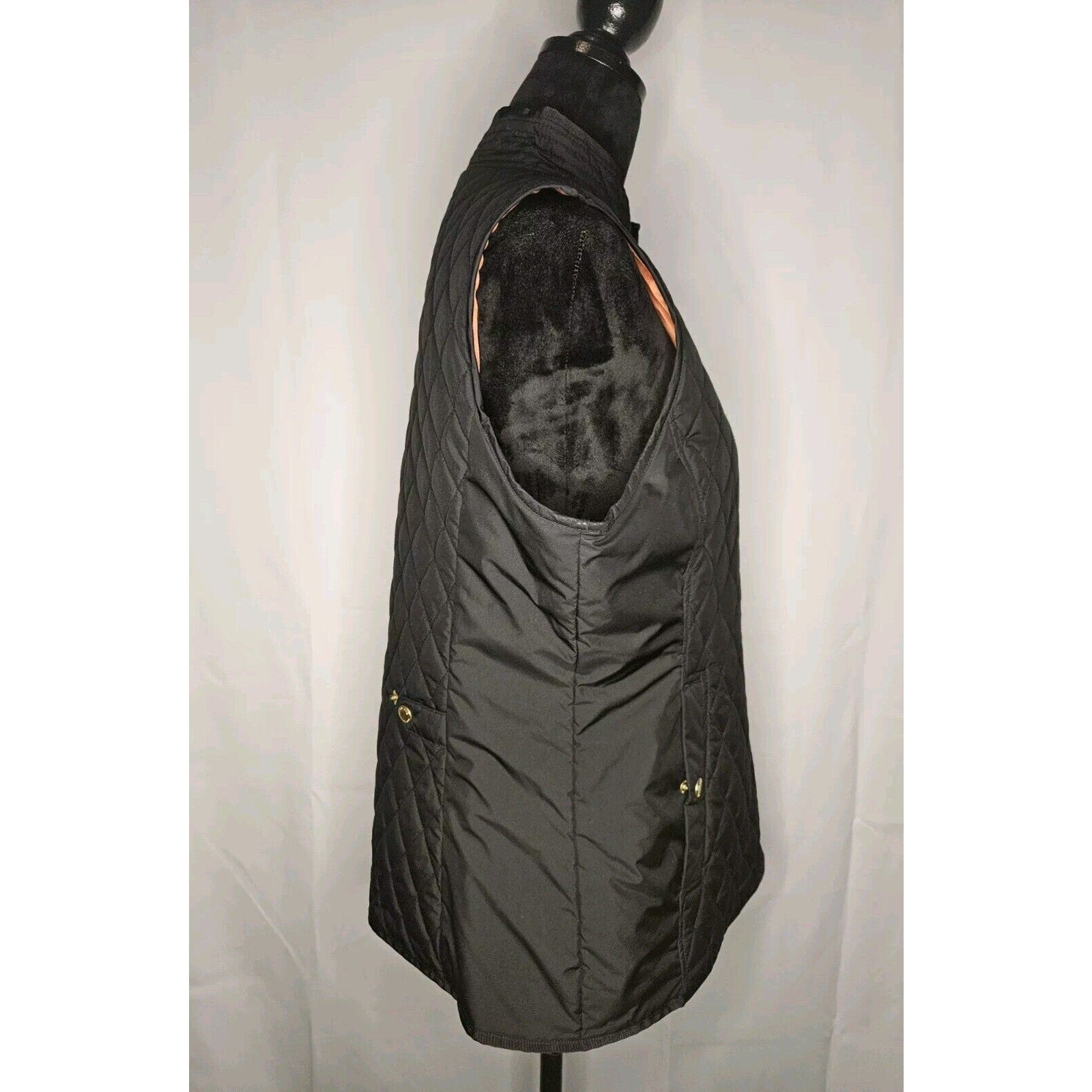 Lands' End Vest Women’s Black Fleece Quilted Puffer Vest Lightweight- Medium