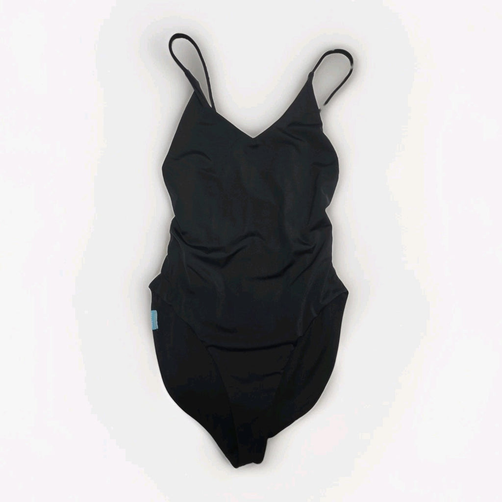 Dixxon Black One Piece Swimsuit Beach Logo XL Classic Strappy Back NWOT