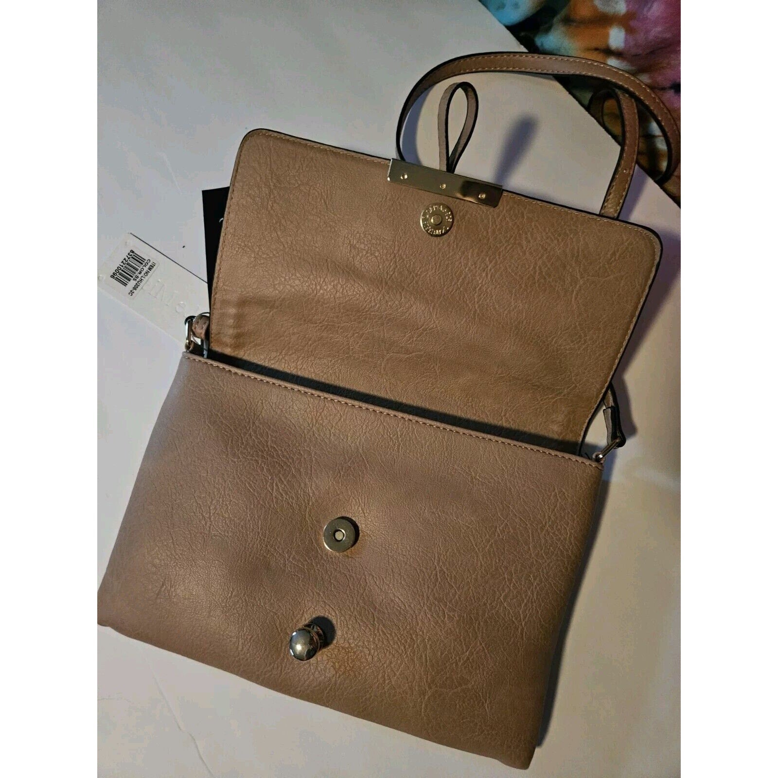 NWT Le Miel Light Blush Nude Vegan Leather Adjustable Strap Crossbody Bag Purse