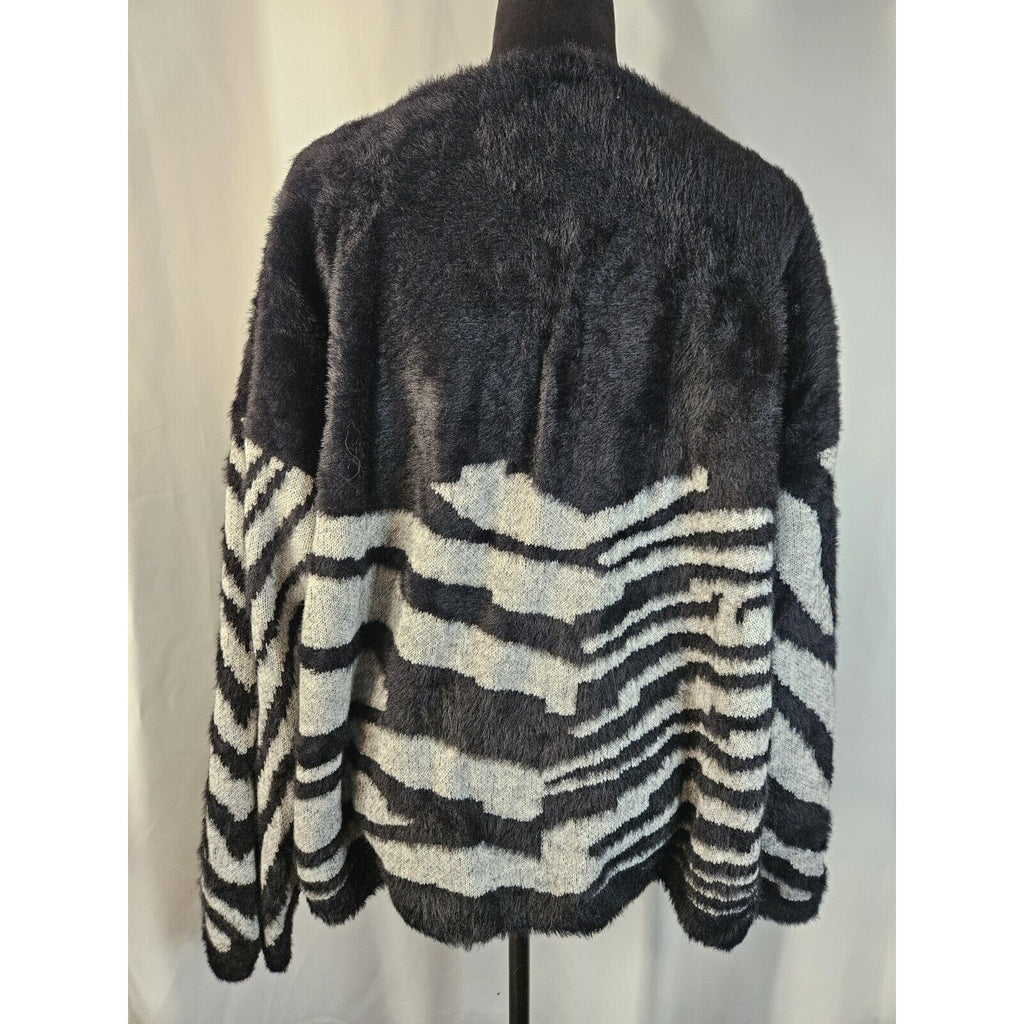 Vince Camuto Sweater Zebra Print Knit Long Sleeve Winter Top XXL 2X