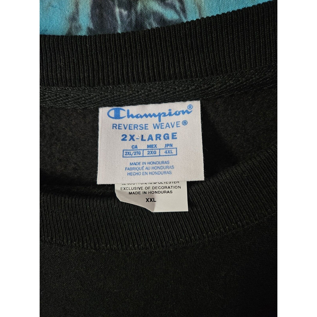 Champion Mens Reverse Weave Black Size 2X Long Sleeve Sweater