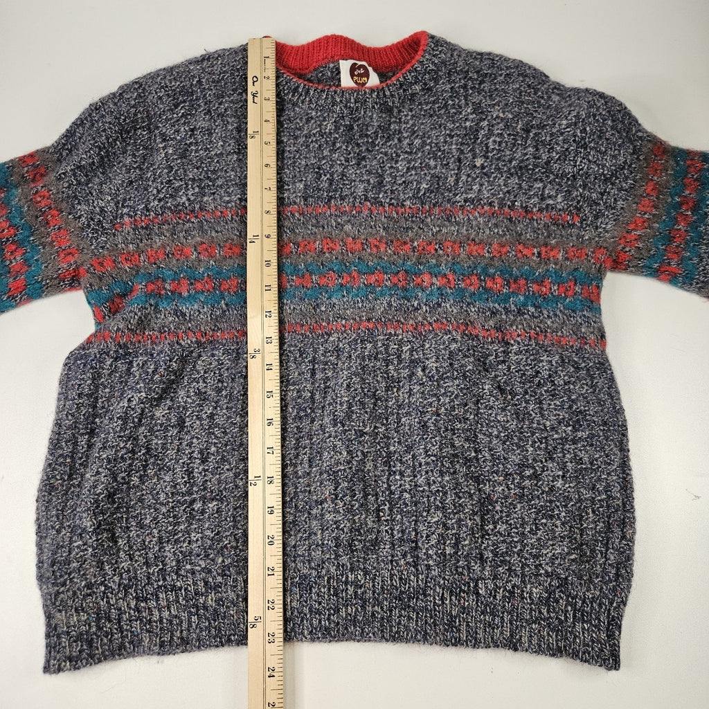 VTG I'm a Plum Navy Blue Chunky Knit Fisherman Sweater Size Med Made in USA