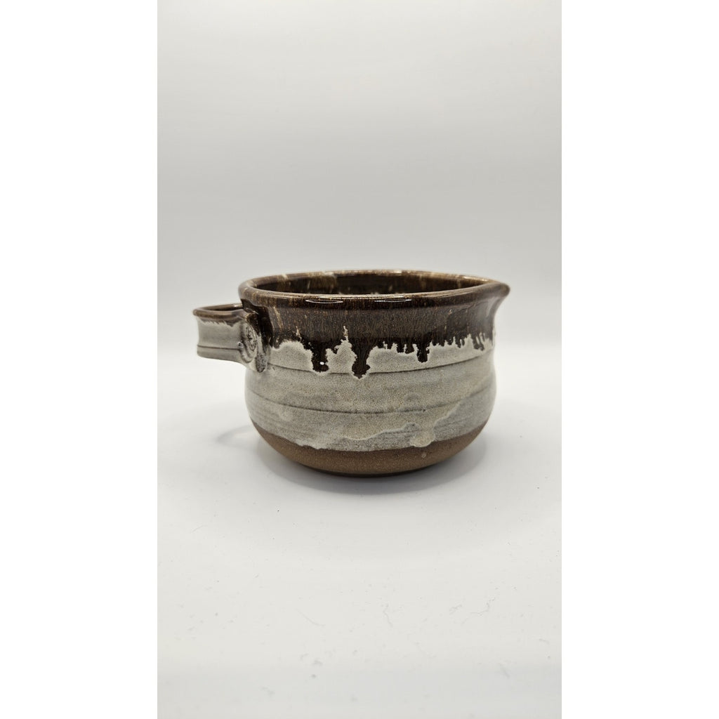 Handmade Studio Pottery Mug Pitcher Brown Glazed Pottery Signed 3.5"