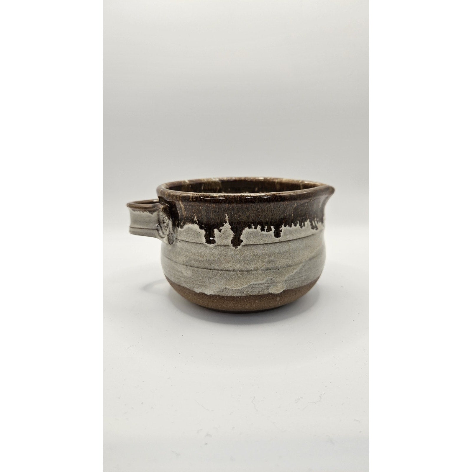 Handmade Studio Pottery Mug Pitcher Brown Glazed Pottery Signed 3.5"