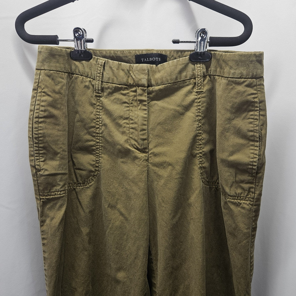 TALBOTS Olive Green Straight Leg Crop Pants size 4 Womens Casual Army Green