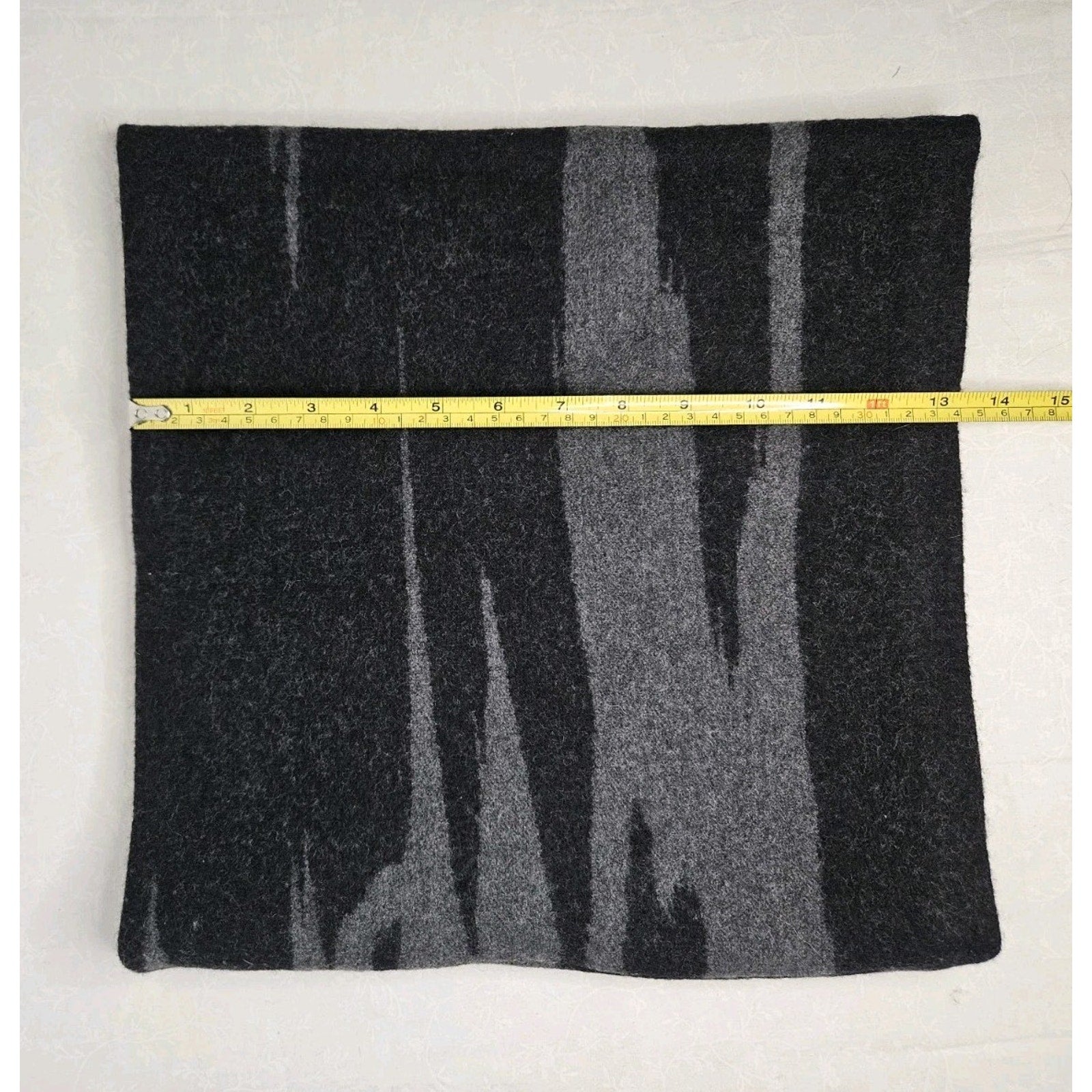 100% Wool Double Knit Wrap Scarf Black Grey Abstract Winter Wear Neck Scarf