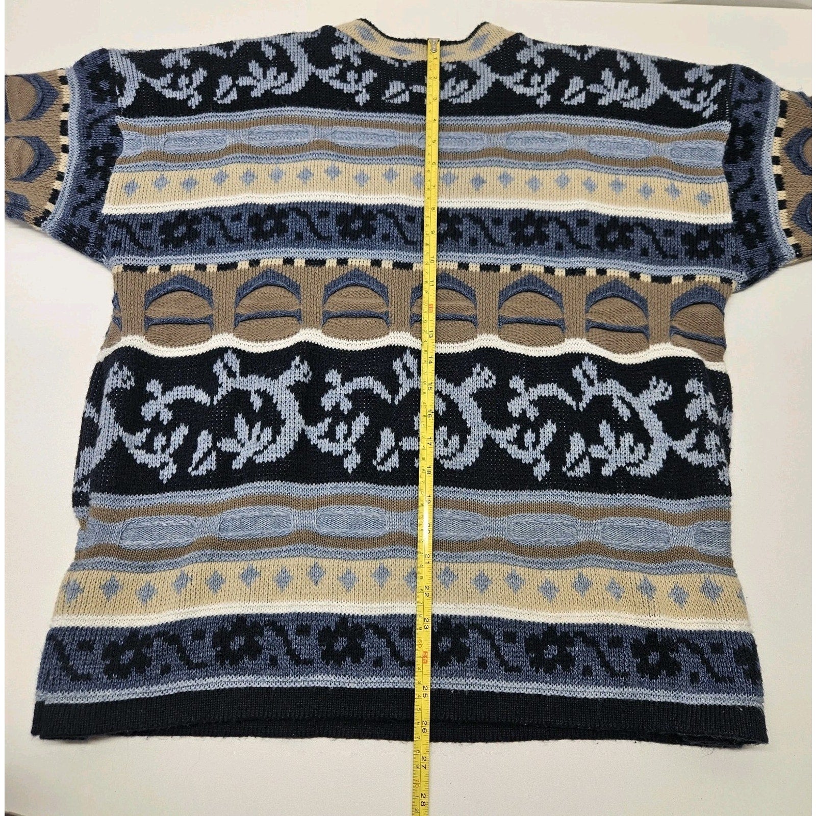 Vintage Abstract Geometric Pattern Knit Unisex Size XL Grandpa Ugly Sweater