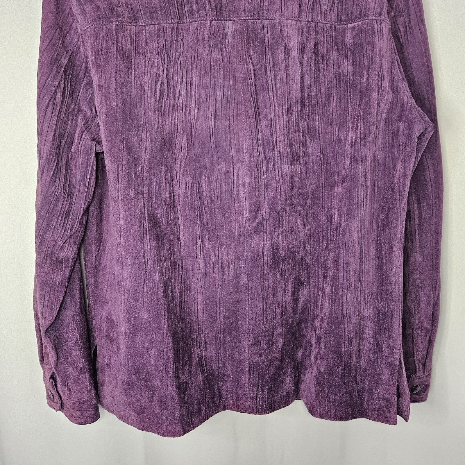 Coldwater Creek Vintage Y2K Purple Crinkle Suede Leather Jacket Medium Relaxed