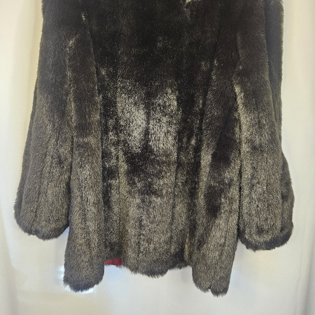Outerlayers Vintage Faux Fur Coat US Made Chocolate Brown Jacket Sz XL Mob Glam