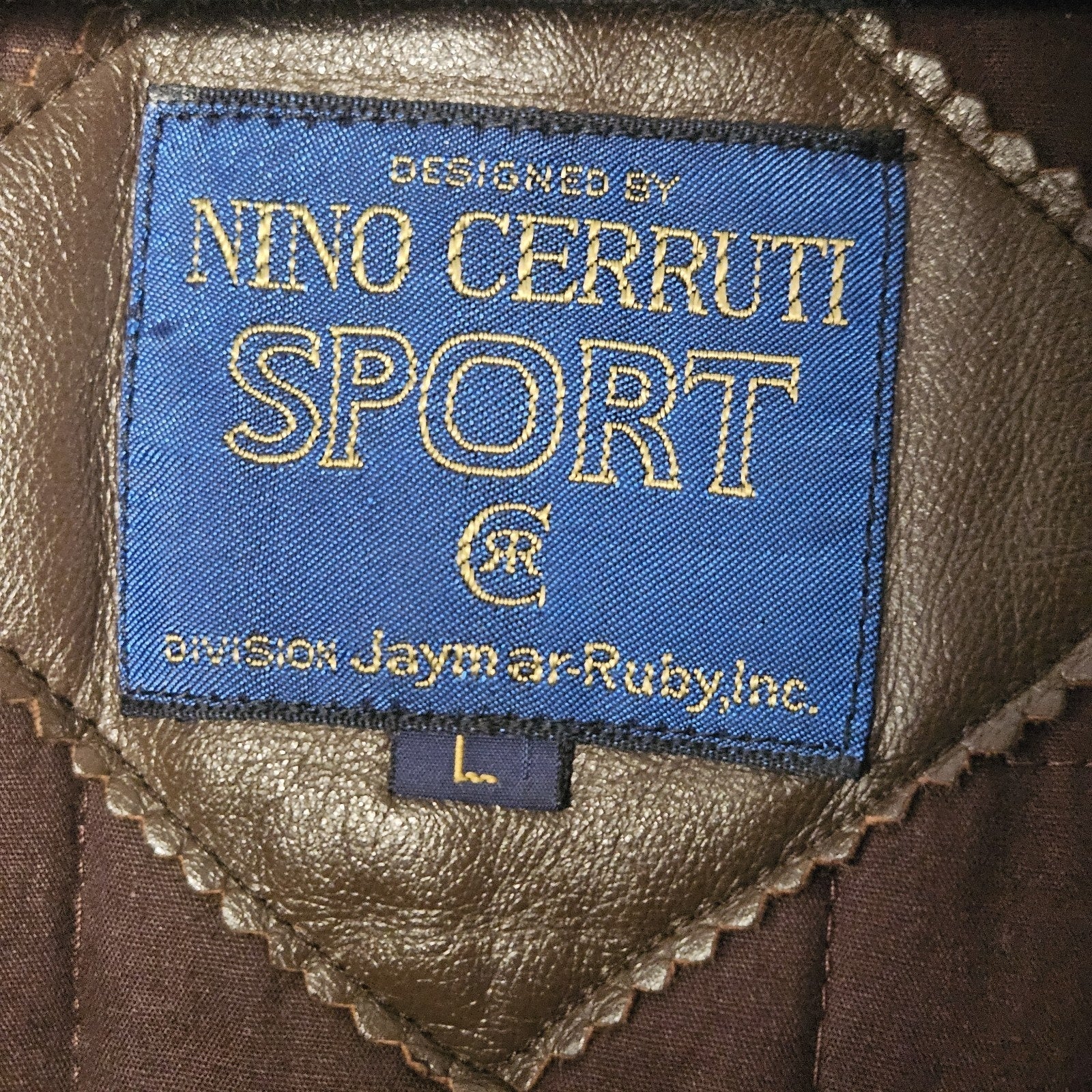 Nino Cerruti Sport Brown Leather Parka Brown Sz Large Asymmetrical Collared Vtg