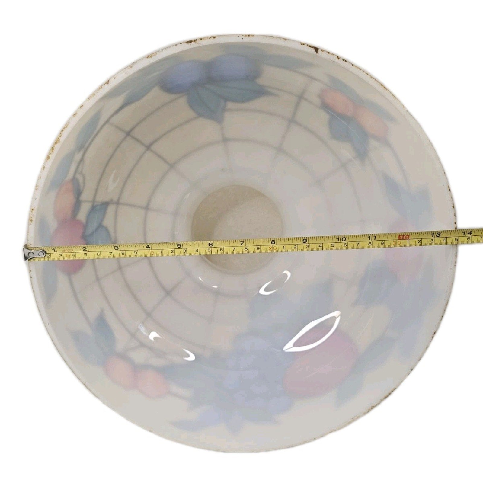Vtg. Hand-painted Hurricane Lamp Shade 9 1/2 Inches Tall Fruit & Floral