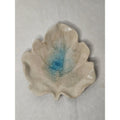 Handmade Ceramic Geode Pottery Trinket Dish Crackled Leaf 7" Dish