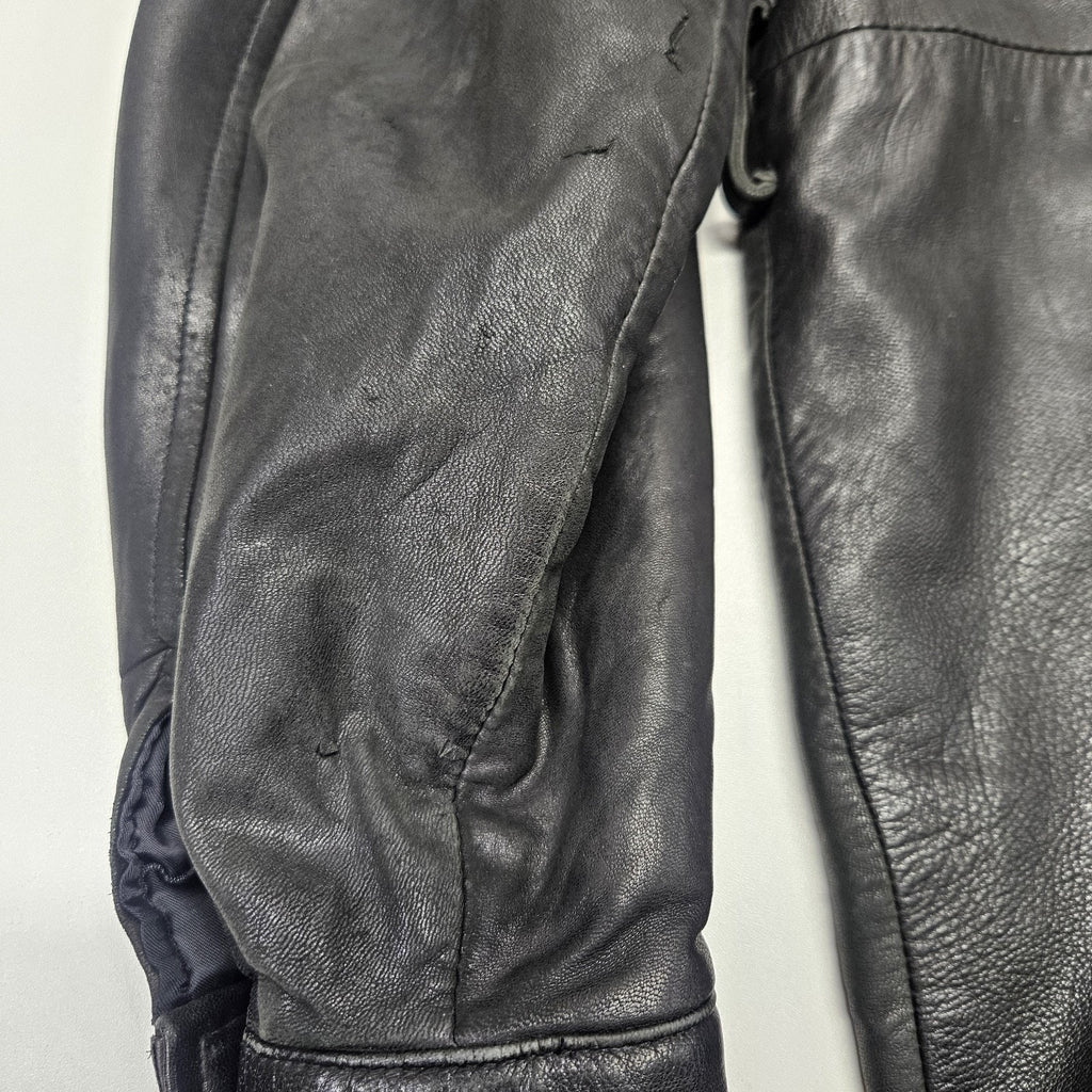 Vintage Tuskany Italian Leather Jacket Black Midi Coat Men's Large