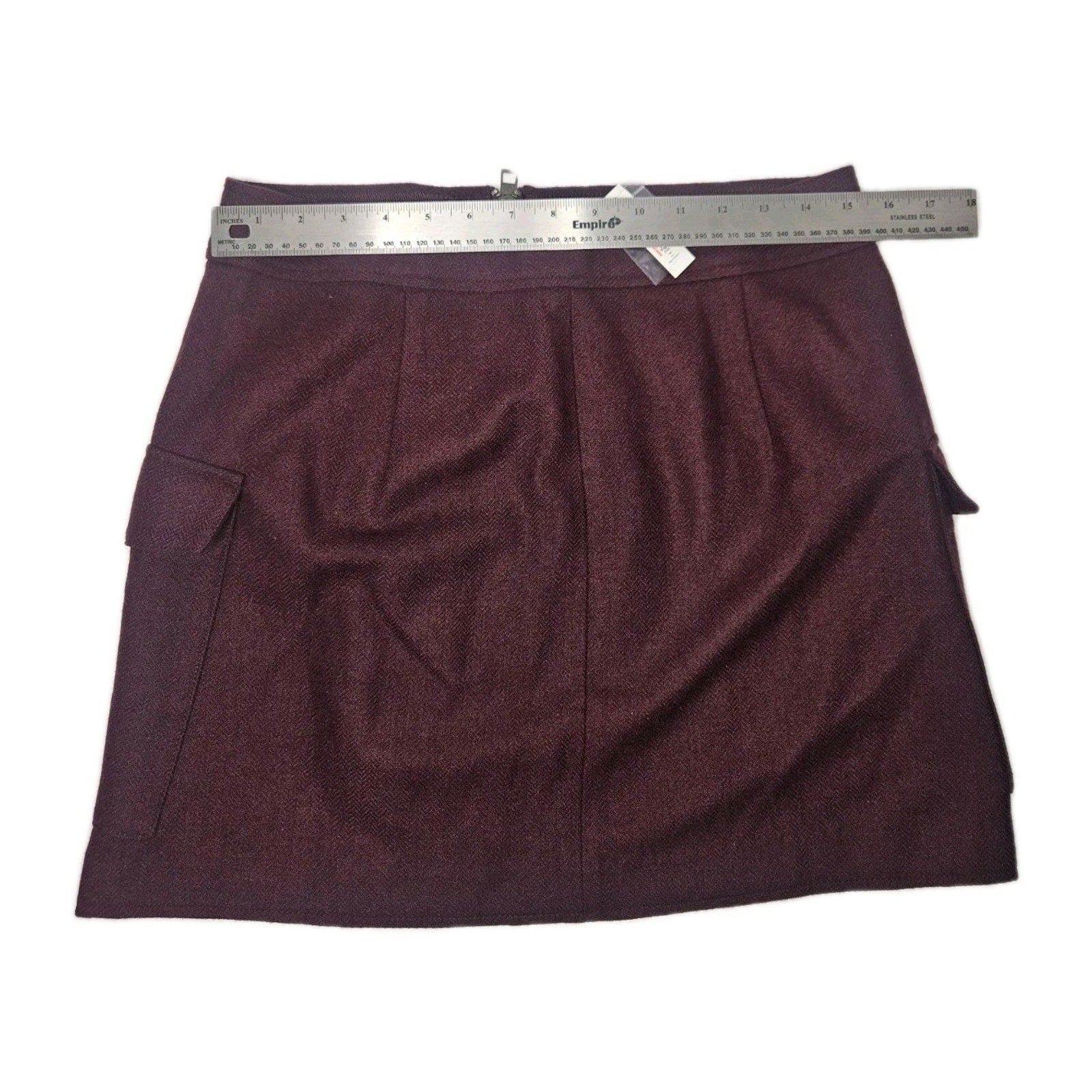 NWT Madewell ($98) Zip Front Mini Skirt Bordeaux Mélange Size 8 Medium ND130