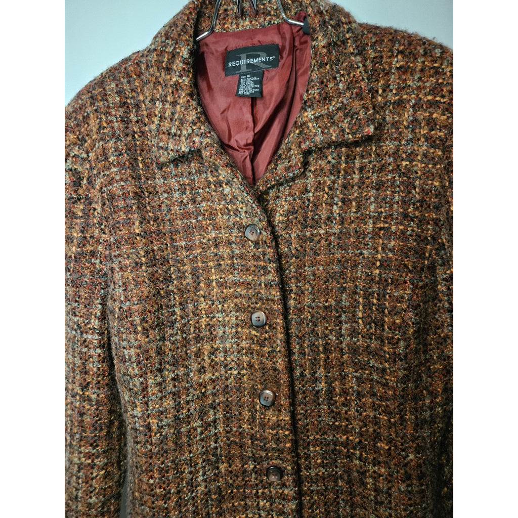 Vintage 80s Requirements Burgundy Tweed Academia Lightweight Blazer Jacket 16