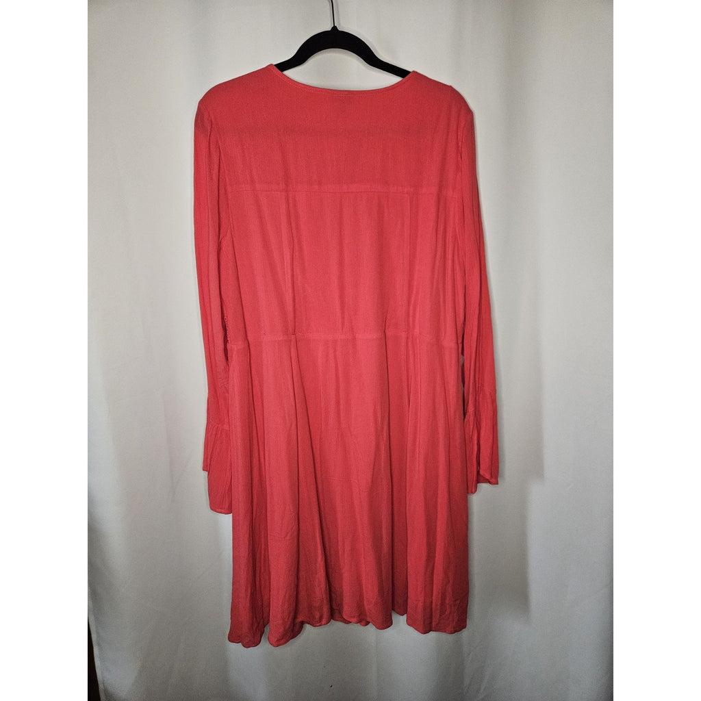 NWT Torrid Skater Dress Size 1X 14-16 Mini Gauze Lace-Up Berry Pink Rayon Flare