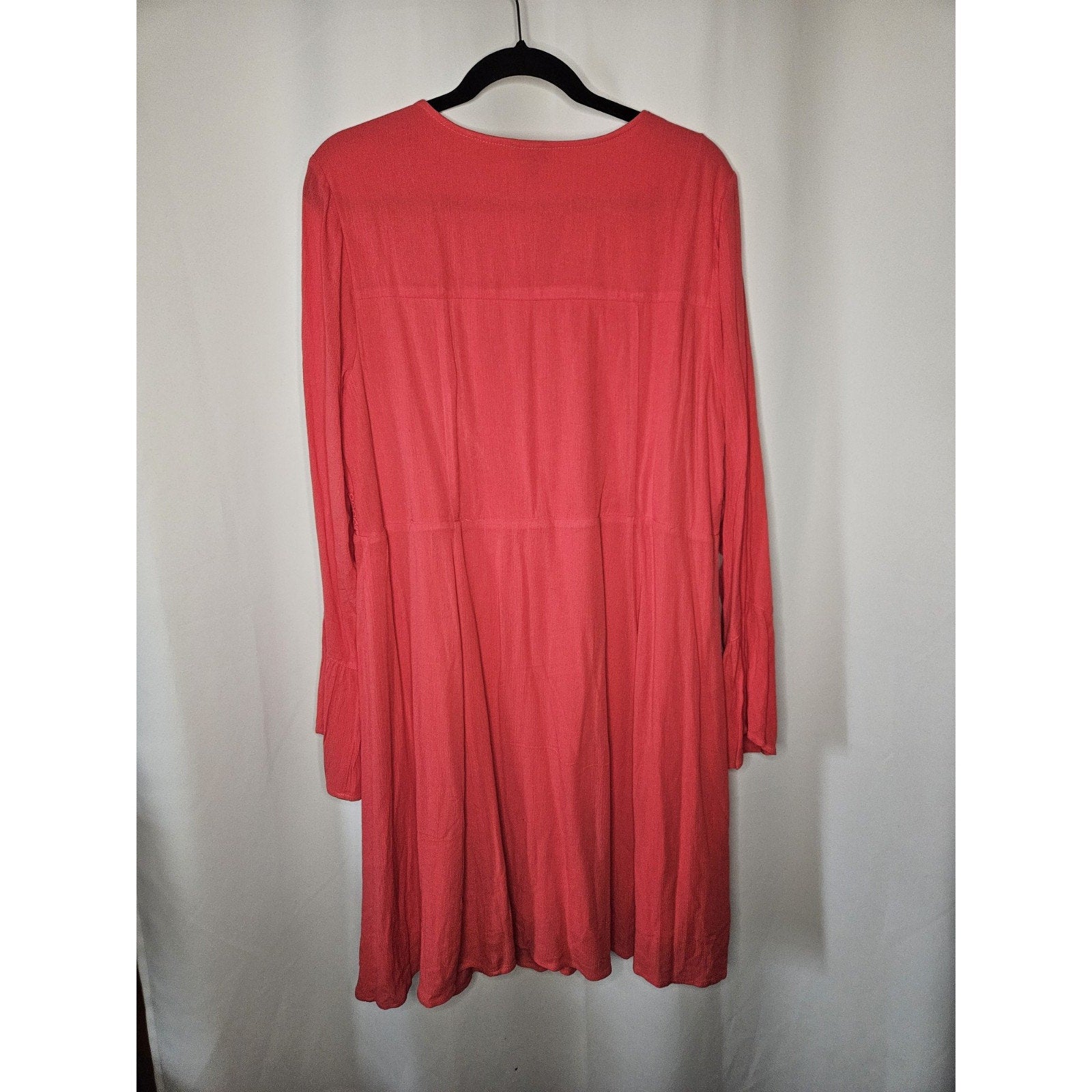NWT Torrid Skater Dress Size 1X 14-16 Mini Gauze Lace-Up Berry Pink Rayon Flare