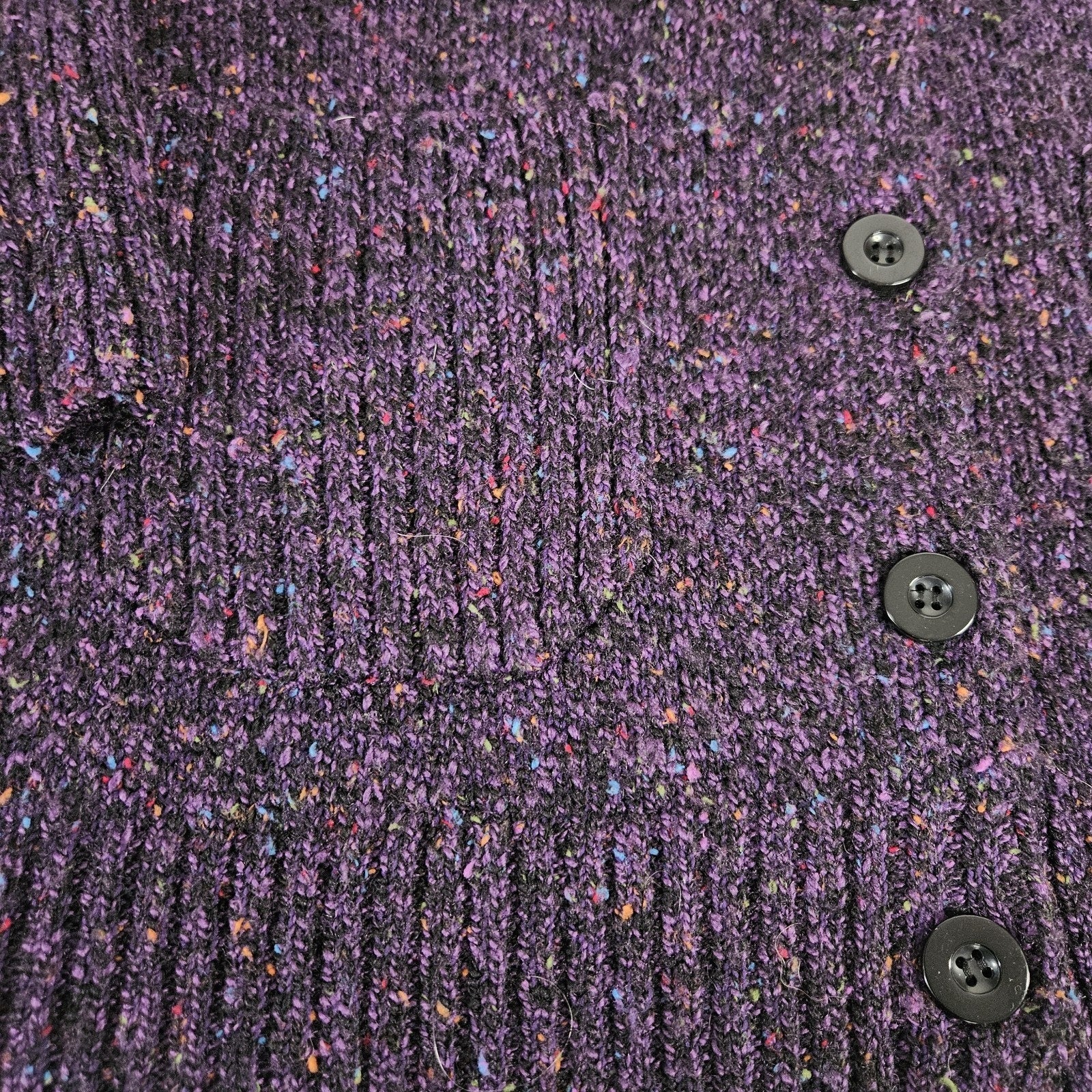 90s Chunky Knit Cardigan Sweater Purple Speckled Plus Size 1X Granny Cottage